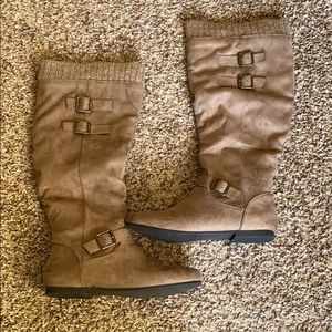 Tan Calf-length boots